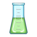 Volumetric flask with liquid.Medicine single icon in cartoon style rater,bitmap symbol stock illustration web. Royalty Free Stock Photo