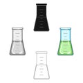 Volumetric flask with liquid.Medicine single icon in cartoon style vector symbol stock illustration web. Royalty Free Stock Photo