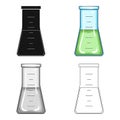 Volumetric flask with liquid.Medicine single icon in cartoon style vector symbol stock illustration web. Royalty Free Stock Photo