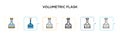 Volumetric flask vector icon in 6 different modern styles. Black, two colored volumetric flask icons designed in filled, outline, Royalty Free Stock Photo