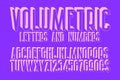 Volumetric font. Isolated english alphabet letters with numbers, dollar and euro symbols