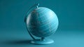 Volumetric globe of the Earth on a blue background, generative AI.