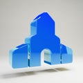 Volumetric glossy blue Church icon isolated on white background