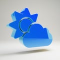 Volumetric glossy blue Cloud Sun icon isolated on white background Royalty Free Stock Photo