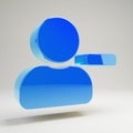 Volumetric glossy blue delete user icon isolated on white background