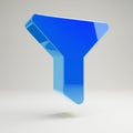 Volumetric glossy blue Filter icon isolated on white background