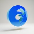 Volumetric glossy blue Globe Africa icon isolated on white background Royalty Free Stock Photo