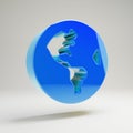 Volumetric glossy blue Globe America icon isolated on white background Royalty Free Stock Photo