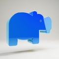 Volumetric glossy blue Hippo icon isolated on white background