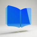 Volumetric glossy blue Opened Book icon isolated on white background