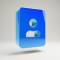 Volumetric glossy blue Portrait icon isolated on white background