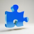 Volumetric glossy blue Puzzle icon isolated on white background Royalty Free Stock Photo