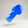 Volumetric glossy blue spoon icon isolated on white background