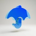 Volumetric glossy blue umbrella icon isolated on white background Royalty Free Stock Photo