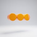 Volumetric glossy hot orange Ellipsis Horizontal icon isolated on white background