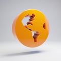 Volumetric glossy hot orange Globe America icon isolated on white background Royalty Free Stock Photo