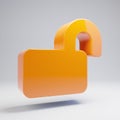 Volumetric glossy hot orange Lock Open icon isolated on white background Royalty Free Stock Photo