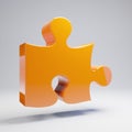 Volumetric glossy hot orange Puzzle icon isolated on white background Royalty Free Stock Photo