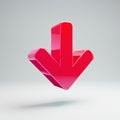 Volumetric glossy hot pink Arrow Down icon isolated on white background Royalty Free Stock Photo