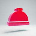 Volumetric glossy hot pink Concierge Bell icon isolated on white background Royalty Free Stock Photo