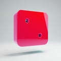 Volumetric glossy hot pink Dice Two icon isolated on white background Royalty Free Stock Photo