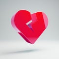 Volumetric glossy hot pink Heart Broken icon isolated on white background Royalty Free Stock Photo