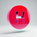 Volumetric glossy hot pink Hospital icon isolated on white background