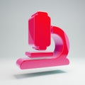 Volumetric glossy hot pink Microscope icon isolated on white background Royalty Free Stock Photo