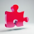 Volumetric glossy hot pink Puzzle icon isolated on white background Royalty Free Stock Photo