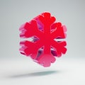 Volumetric glossy hot pink Snowflake icon isolated on white background