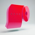 Volumetric glossy hot pink toilet paper icon isolated on white background Royalty Free Stock Photo