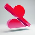 Volumetric glossy hot pink user slash icon isolated on white background