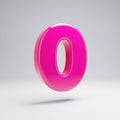 Volumetric glossy pink number 0 isolated on white background