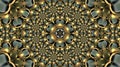 Volumetric Golden Mandala Of Fractal Spirals With A Star In The Center Of The Composition