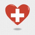 Volumetric heart of Switzerland on checkered background denoting transparency, vector
