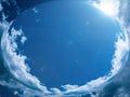 Volumetric illustration of a blue celestial sphere with white clouds Royalty Free Stock Photo