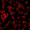 Volumetric outline of the heart on a black background for recognition in love. Valentine s Day. Seamless pattern