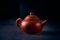 Volumetric photo of a Chinese teapot for brewing tea on a black background Royalty Free Stock Photo