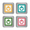 Volumetric power buttons. Computer tech. Computer technology concept. Vector illustration.
