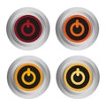 Volumetric power buttons. Computer tech. Computer technology concept. Vector illustration.