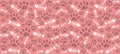 Volumetric prints of cat`s paws of dark red and skeletons of white fish on a pink background Royalty Free Stock Photo