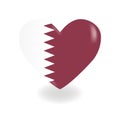 Volumetric Qatar Heart on white background casts shadow, 