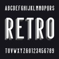 Volumetric retro alphabet font. volume type letters and numbers.