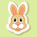 Volumetric sticker with a picture of a rabbit in cartoon style.