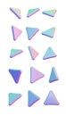Volumetric triangles of multi-colored color isolated on a white background. Geometric 3d elements for web, decor