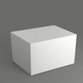 Voluminous blank white box with shadow on a gray background. Free space for text. Copy space. Light falls from the side Royalty Free Stock Photo