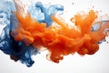 Voluminous blue orange paint explosion in air or liquid water png isolated object Royalty Free Stock Photo