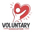 Voluntary association, label with person and heart