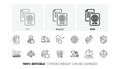 Volunteer, Car service and Teamwork line icons. For web app, printing. Line icons. Vector