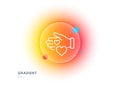 Volunteer care line icon. Helping hand sign. Gradient blur button. Vector